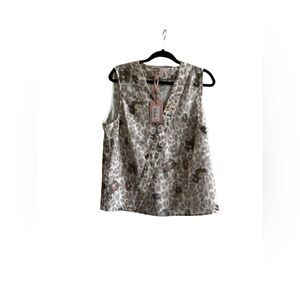 NWT Ted Baker John Lewis Cheetah Alethe V-Neck Cami Top Dusty Pink Sz 4(us 10)